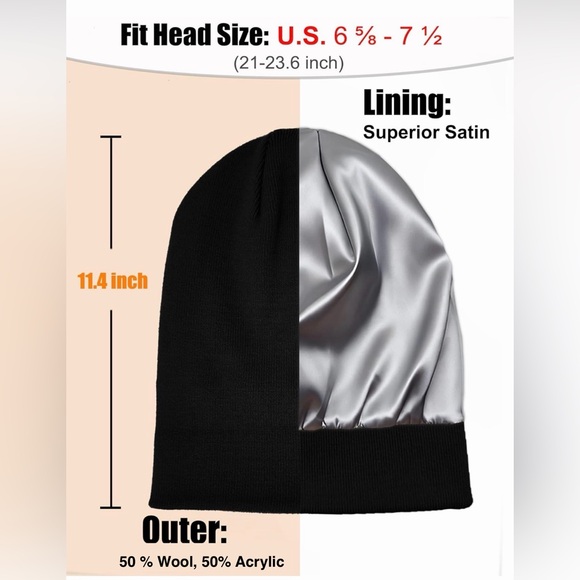 NEW Navy “NY” Satin lined Beanie with (Silver) Rhinestone Logo - Picture 4 of 4